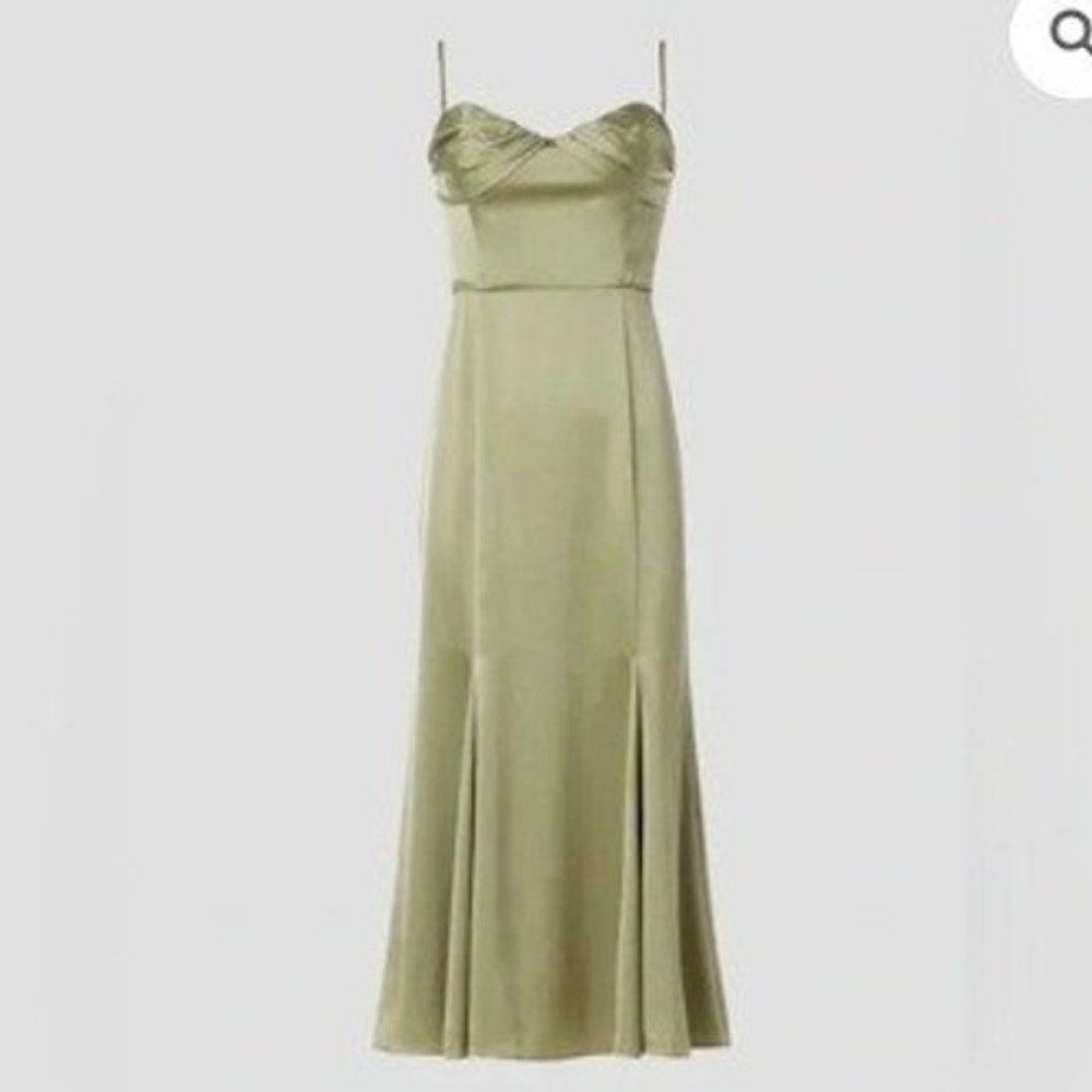 Reformation‎ Hensley Satin Midi Dress Artichoke Green Size 12 NEW Wedding guest